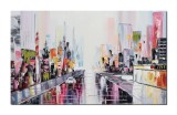 Cumpara ieftin Tablou peisaj citadin living 100x60cm pictat manual, New York, ulei pe panza, Vicentiu Done