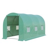 Outsunny Seră de Grădină Tunel 8 m&sup2; 4L x 2l x 1,9H m Oțel galvanizat renforțat diametru 2,4 cm + Polietilenă cu densitate ridicată ferestre ușă Verde