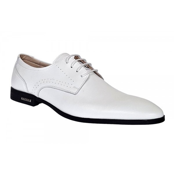 Pantofi barbati eleganti din piele naturala Alb Box GKR101A