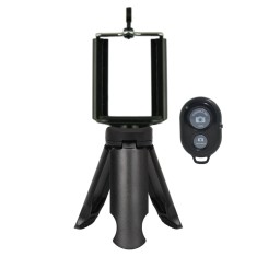 Suport de telefon cu clips, montare de 1 4, ABS si metal, cap cu bila ajustabil, si mini trepied de masa, negru, cauciuc anti alunecare modifica titlu