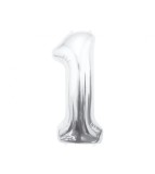 Balon folie sub forma de cifra, argintiu, 85 cm-Tip Cifra 1