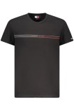 Cumpara ieftin Tommy Jeans Tricou barbati, cu imprimeu si mini logo pe maneca, Slim Fit, Negru, M
