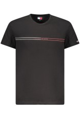 Tommy Jeans Tricou barbati, cu imprimeu si mini logo pe maneca, Slim Fit, Negru, S foto