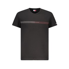 Tommy Jeans Tricou barbati, cu imprimeu si mini logo pe maneca, Slim Fit, Negru, S