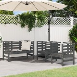 Gossi set mobilier de gradina, 3 piese, gri, lemn masiv de pin