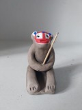 Figurină vintage din ceramică japoneză cu marcaj olograf (7 cm) - Maimuță pictată manual