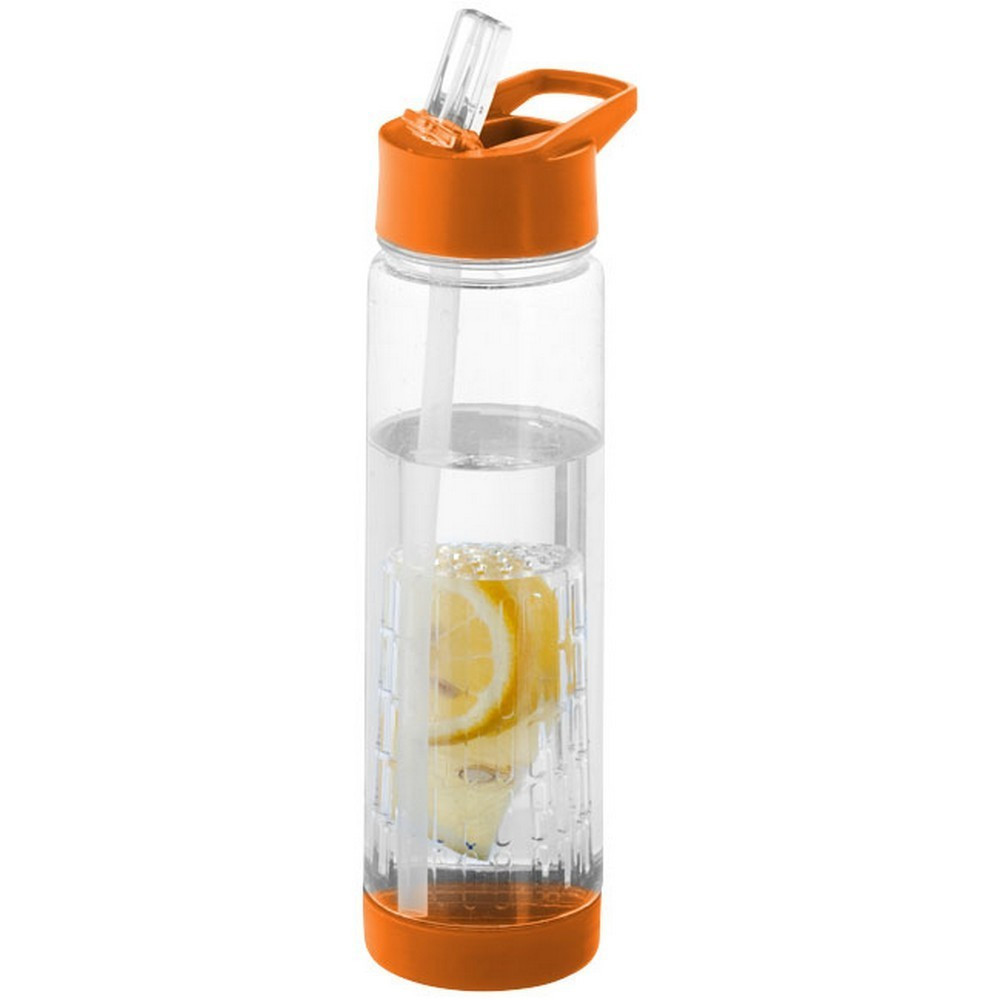 Sticla apa cu infuzor, 740 ml, fara BPA, Everestus, TF03, tritan,  transparent alb, portocaliu, saculet de calatorie inclus | Okazii.ro