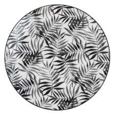 Set 6 farfurii pentru servire din portelan cu design frunze tropicale, negru, 19 cm