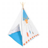 Cort de Joaca pentru Copii tip Coliba Indian, Exterior sau Interior, Culoare Alb/Albastru, Ecotoys