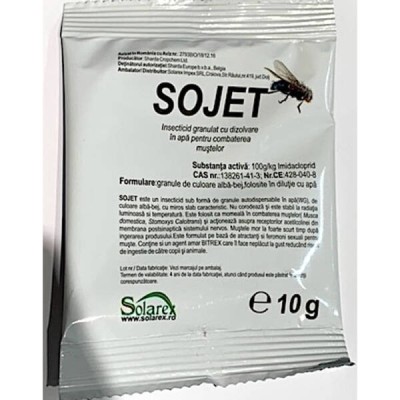 Sojet 10 gr, insecticid pentru muste, Sharda ChropChem, insecticid profesional pe baza de atractanti si feromoni sexuali foto