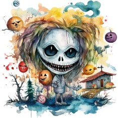 Sticker decorativ, Halloween, Galben, 61 cm, 1334STK-2
