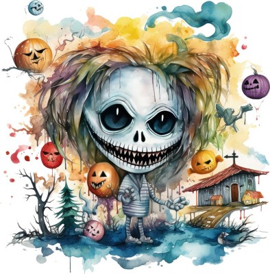 Sticker decorativ, Halloween, Galben, 61 cm, 1334STK-2 foto