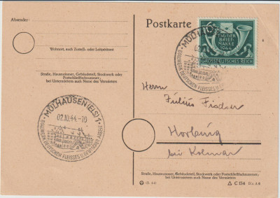 Germania Reich 1944 , Ziua Marcii Postale foto