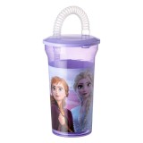 Pahar cu capac si pai pentru bauturi,Frozen II,plastic,400 ml