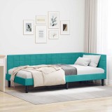 vidaXL Cadru de pat colțar cu headboard Turcoaz 100 x 200 cm Catifea
