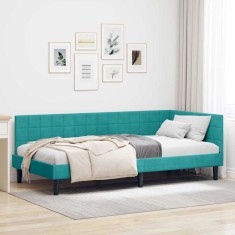 vidaXL Cadru de pat colțar cu headboard Turcoaz 100 x 200 cm Catifea