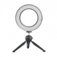 Lampa circulara LED 16 cm diametru, mini trepied cap rotativ 360 grade inclus