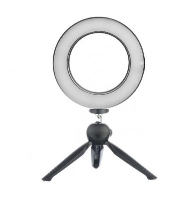 Lampa circulara LED 16 cm diametru, mini trepied cap rotativ 360 grade inclus foto