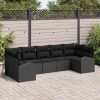 VidaXL Set de canapele pentru grădină cu pernă 7 pcs Negru Rattan poli 3354862
