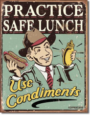 Placa metalica - Safe Lunch - Use Condiments - 30x40 cm foto