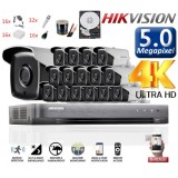 Kit complet 16 camere supraveghere exterior 5MP TURBO HD HIKVISION 40 m IR, accesorii +hard 4TB SafetyGuard Surveillance