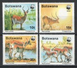 Botswana 1988 Mi 431/34 MNH - WWF: Antilopa de apa, Nestampilat