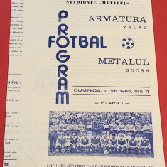 Program meci fotbal "ARMATURA" ZALAU - "METALUL" BOCSA (11.08.1985)