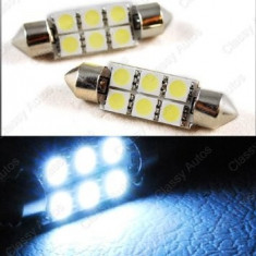 Led bec C5W FESTOON SOFIT 6 SMD 5050 43 mm de culoare alb foto