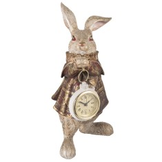 Figurina polirasina aurie Iepuras cu ceas 14x13x25 cm
