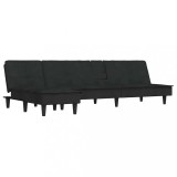 Cumpara ieftin Canapea in forma de L negru 255x140x70 cm catifea