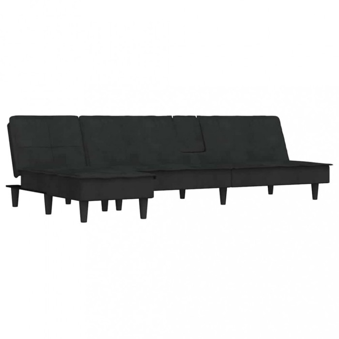 Canapea in forma de L negru 255x140x70 cm catifea