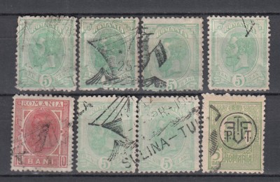 ROMANIA 1900 REGELE CAROL I SPIC DE GRAU LOT STAMPILA VAPOR SULINA-TULCEA foto