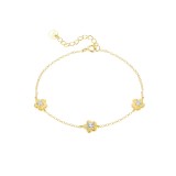 Cumpara ieftin Bratara din Argint 925 Placat cu Aur, Modele Floricele cu Cristale Zirconiu