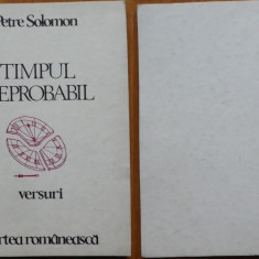 Petre Solomon , Timpul neprobabil , 1985 , editia 1 cu autograf