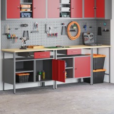 vidaXL Set banc de lucru, 3 piese, negru, oțel