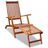 Șezlong Lemn Acacia Exterior Pliabil cu Suport Picioare vidaXL - 167x56x75 cm, 3 Pozitii, Rezistent Intemperii
