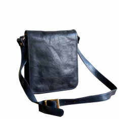 Geanta dama messenger, crossbody, din piele nataurala, bleumarin, GD111E