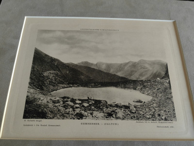 Lacul Caltun, fotogravura rara, Sibiu 1900, Hermannstadt, Drotleff, 25x19 cm foto