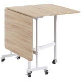 Masă pliabila cu 2 foi cu roți, masă de economisire a spațiului pentru living și bucătărie din MDF și oțel, 120x80x73cm, maro HOMCOM | Aosom Romania