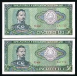 Q605 PERECHE CONSECUTIVA 50 LEI 1966 NECIRCULATA UNC