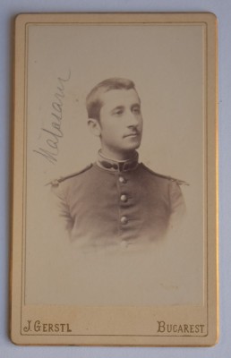 CDV Atelier Romania Bucuresti Bucuresci Bucarest J. Gerstl barbat in uniforma militar foto