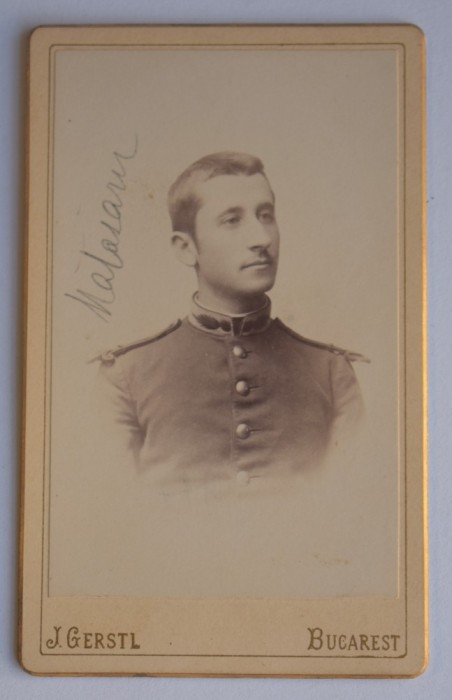 CDV Atelier Romania Bucuresti Bucuresci Bucarest J. Gerstl barbat in uniforma militar
