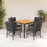 VidaXL Set mobilier de grădină cu perne, 5 piese, negru, poliratan