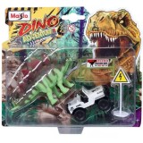 Set masinuta si figurina dinozaur Maisto, Dino Adventure, Alb