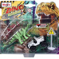 Set masinuta si figurina dinozaur Maisto, Dino Adventure, Alb