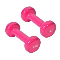 Set gantere fitness pentru exercitii, Roz, 2 x 1 kg