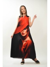 ROCHIE MAXI ENIGMA SCARLET LADY IN RED - PORTRETUL SOFISTICAT AL ELEGANTEI TALIE UNICA Multicolora