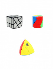 Set 3 MoYu Cuburi Rubik- Wind Mirror Argintiu, Barrel Redi, Mastermorphix foto