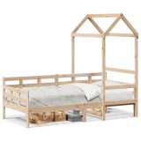 Cumpara ieftin Pat de zi cu acoperis, 80x200 cm, lemn masiv de pin
