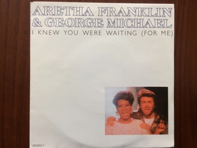 aretha franklin george michael i knew you were waiting for me 1987 disc single 7&amp;quot; vinyl muzica pop funk epic records VG+ foto